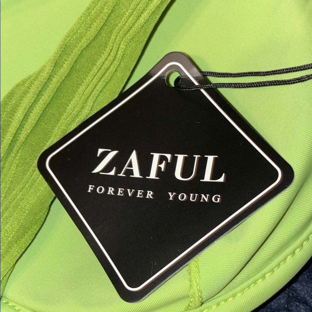 NWT ZAFUL Textured Underwire Bikini Set V Notch High Cut Tie Side Ribbed XL